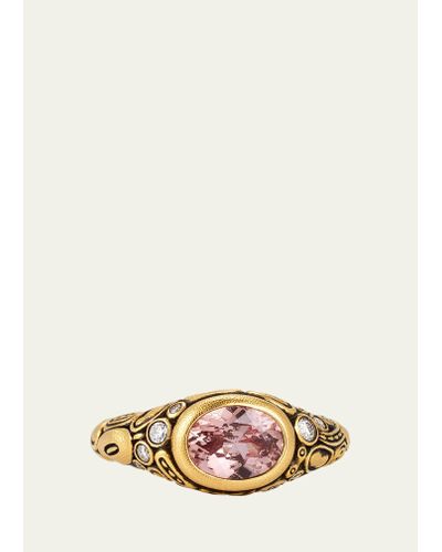 Alex Sepkus 18k Peach Sapphire Ring With Diamonds - Natural