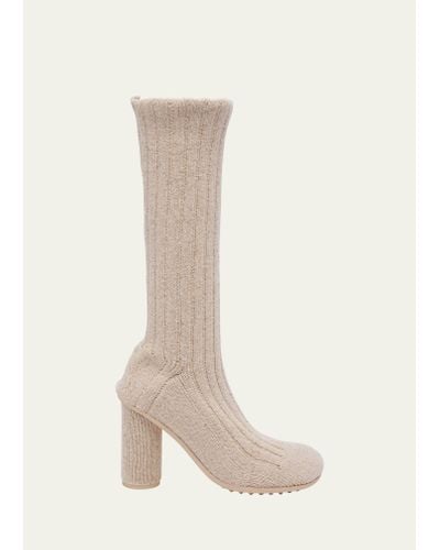 Bottega Veneta Atomic Wool Tall Sock Boots - White
