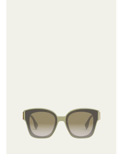 Fendi Oversized F Logo Acetate Cat-eye Sunglasses - Natural
