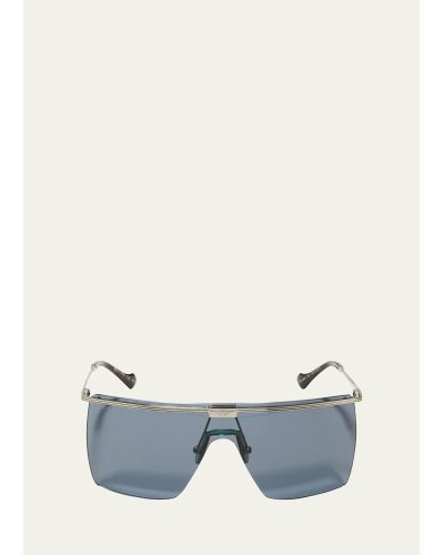 Gucci Flat-top Metal Shield Sunglasses - Blue