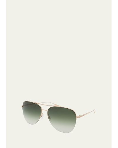 Barton Perreira Chevalier Titanium Aviator Sunglasses - Green