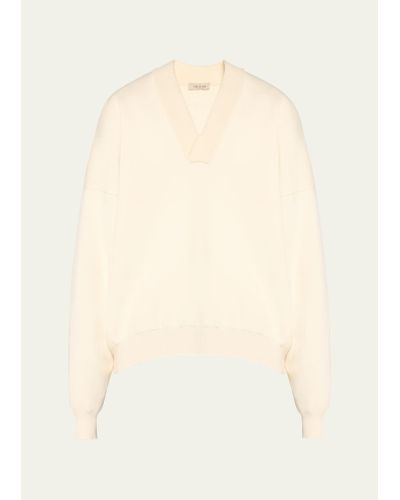 Fear Of God Wool V-neck Sweater - Natural