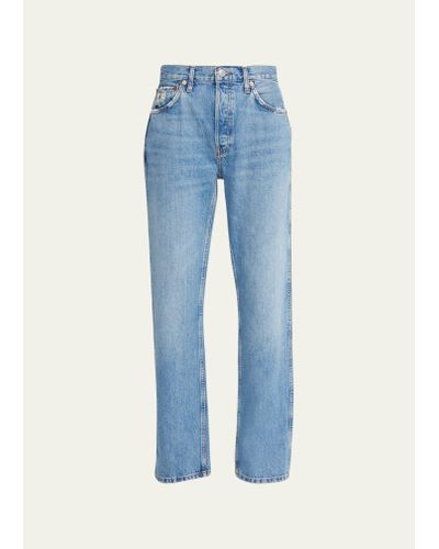 RE/DONE High-rise Loose Rigid Straight-leg Jeans - Blue