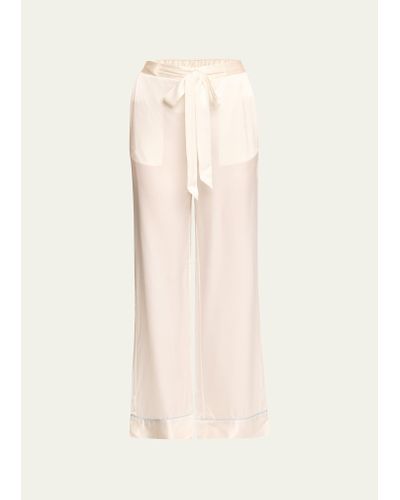 Kiki de Montparnasse Cropped Straight-leg Silk Pajama Pants - Natural