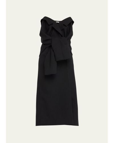 The Row Arpelle Strapless Wool Midi Dress - Black