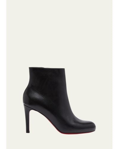 Christian Louboutin Pumppie Red Sole Leather Ankle Boots - Black