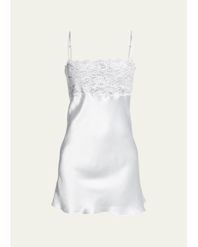 Christine Lingerie Bijoux Lace-trim Silk Chemise - White