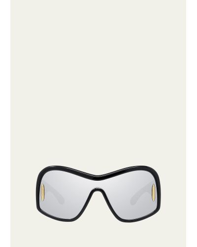 Loewe Anagram Mirrored Acetate Shield Sunglasses - White