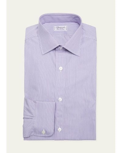 Charvet Micro-stripe Cotton Dress Shirt - Purple