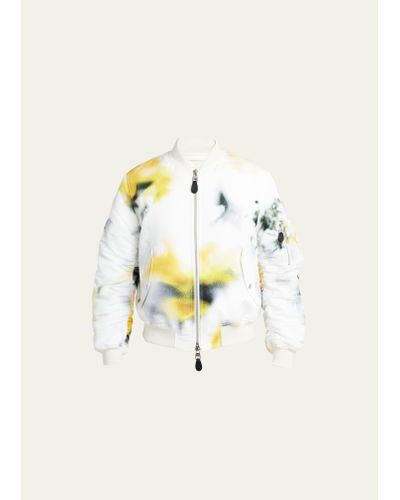 Alexander McQueen Obscure Flower Print Bomber Jacket - White