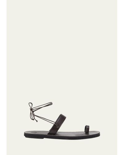 Dries Van Noten Leather Ankle-tie Sandals - Natural