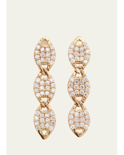 Lana Jewelry 14k Yellow Gold Flawless Nude Link Linear Diamond Earrings - White