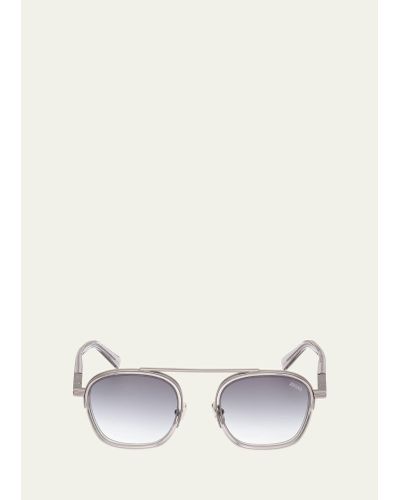 Zegna Orizzonte I Geometric Acetate And Metal Sunglasses - White
