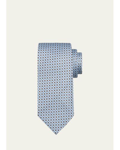 Cesare Attolini Mini Square Silk Tie - Blue
