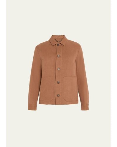 FIORONI CASHMERE Linen Cashmere Work Jacket - Natural