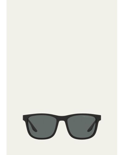 Prada Polarized Square Acetate Logo Sunglasses - Black