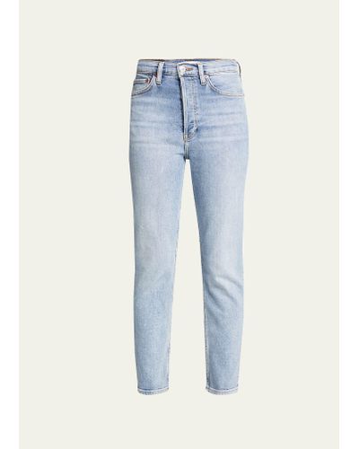 RE/DONE High-rise Skinny Ankle Cropped Jeans - Blue