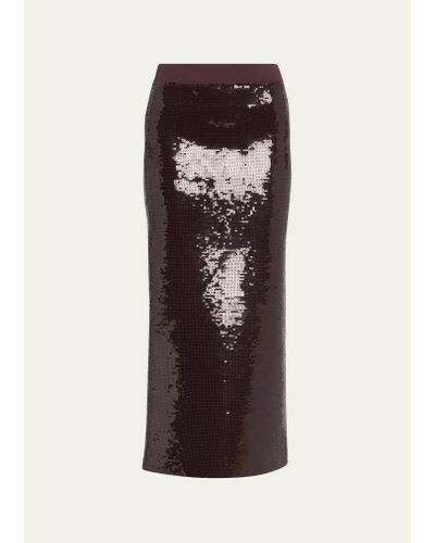 A.L.C. Joan Pull-on Sequin Midi Skirt - Brown