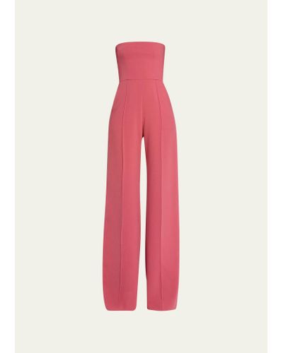 Alex Perry Stretch Crepe Strapless Straight-leg Jumpsuit - Pink