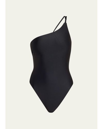 Matteau Asymmetric Double-strap Maillot Swimsuit - Blue
