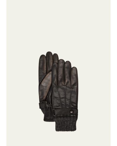 Agnelle Darius Cashmere-lined Leather Gloves - Black