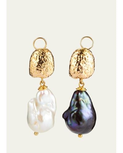 Grazia And Marica Vozza White And Black Freshwater Baroque Pearl And Nugget Earrings - Multicolor