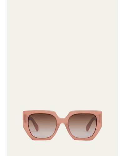 Celine Triomphe Logo Acetate Butterfly Sunglasses - Natural