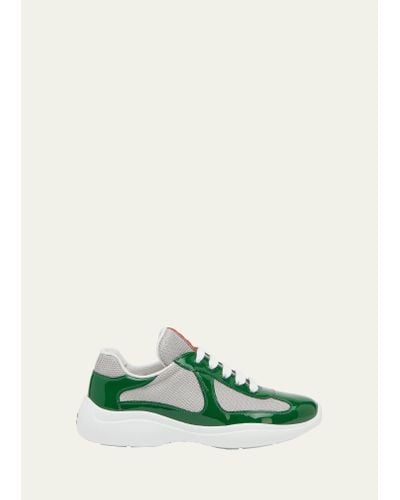 Prada America's Cup Vernice Patent Runner Sneakers - Green