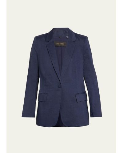 Kobi Halperin Bria Viscose Linen Cutaway Blazer Jacket - Blue