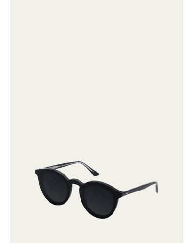 Krewe Collins Round Monochromatic Acetate Sunglasses W/ Nylon Overlay Lens - White