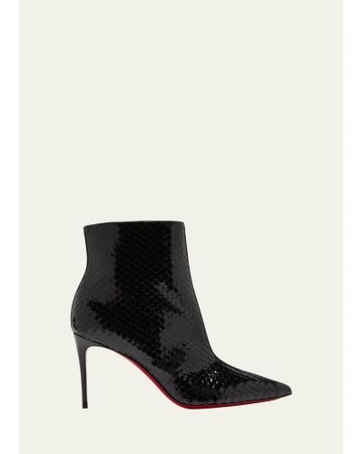 Christian Louboutin So Kate Embossed Patent Red Sole Booties - Black
