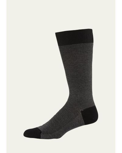 Pantherella Mid-calf Birdseye Ankle Socks - Black