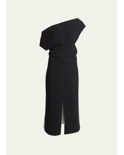 Proenza Schouler Rosa Colorblock Off-the-shoulder Slits-hem Midi Dress - Black
