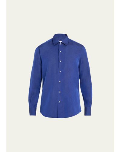 Loro Piana Andre Linen-cotton Sport Shirt - Blue