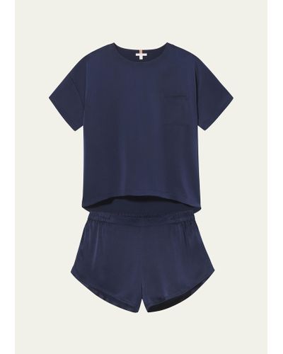 Lunya Washable Silk Tee Set - Blue