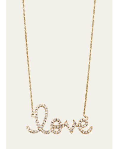 Sydney Evan Large 14k Yellow Gold & Diamond Love Necklace - Natural
