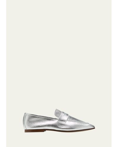 SOPHIQUE Essenziale Metallic Leather Penny Loafers - Natural