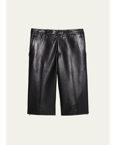 Helmut Lang Slit Hem Leather Shorts - Gray