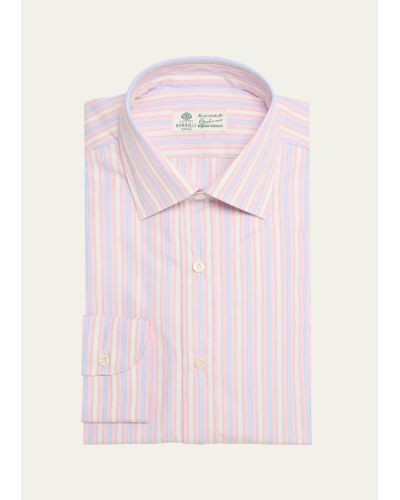 Luigi Borrelli Napoli Multi-stripe Dress Shirt - Pink