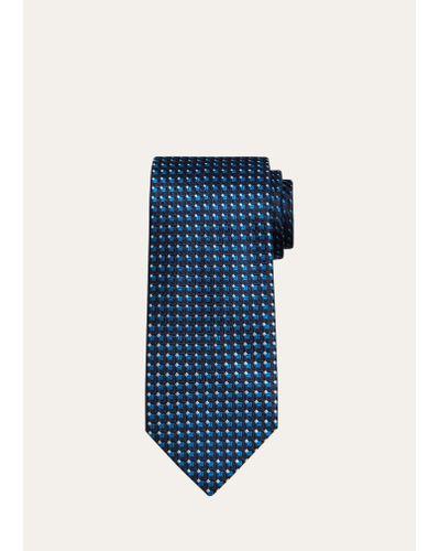 Brioni Geometric Jacquard Silk Tie - Blue