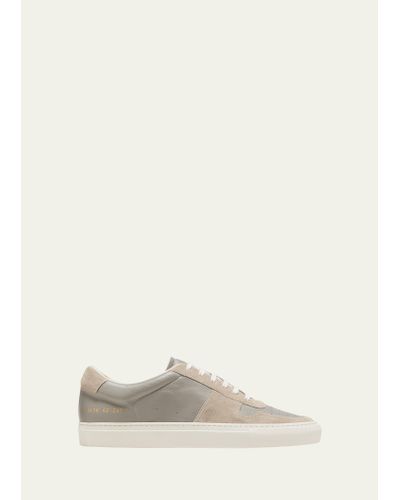 Common Projects Bball Duo Napa And Suede Low-top Sneakers - Natural