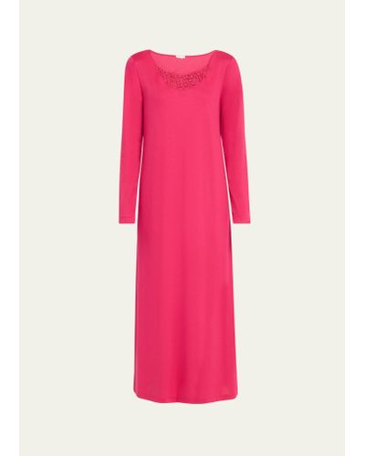 Hanro Michelle Lace-trim Cotton Nightgown - Pink