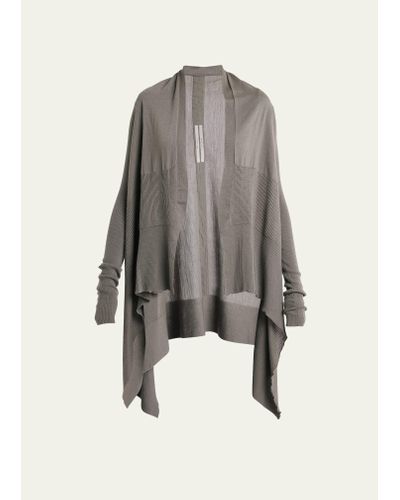 Rick Owens Wrap Wool Asymmetric Cardigan Sweater - Gray