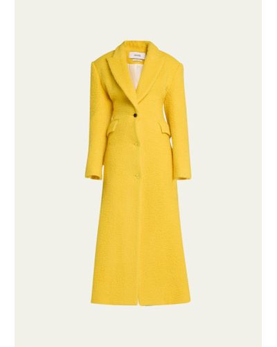 Christopher John Rogers Cinched Lace Back Wool Coat - Yellow