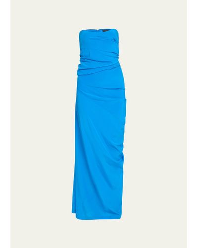 Proenza Schouler Odette Strapless Silk-blend Cocktail Dress - Blue