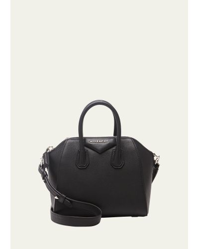 Givenchy Antigona Mini Top Handle Bag In Grained Leather - Black