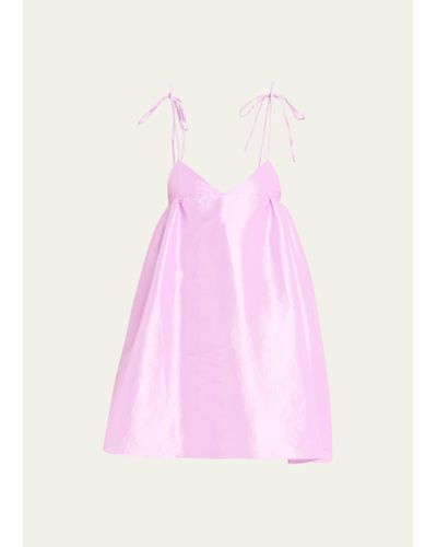 Kika Vargas Missy Self-tie Taffeta Mini Dress - Pink