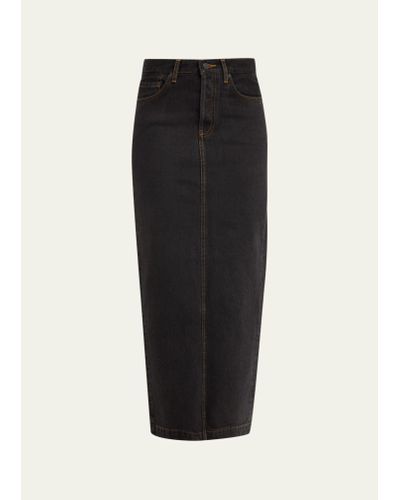 Wardrobe NYC Denim Column Skirt - Black