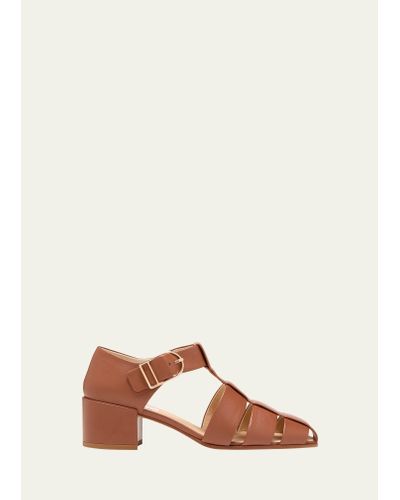 Gabriela Hearst Lyle Leather Caged Pumps - Brown