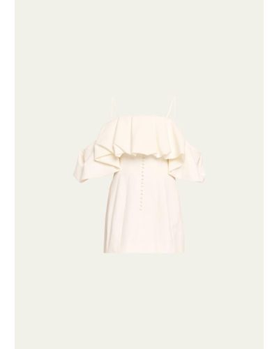 Jonathan Simkhai Puff Overlay Square-neck Mini Dress - Natural